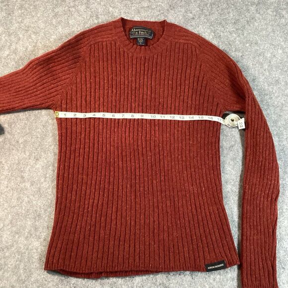 Vintage Abercrombie & Fitch Sweater Mens XL Red Ribbed Muscle Wool Blend - Picture 6 of 14